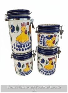 Ceramic-Rooster-and-Floral-Motif-Canister-Set