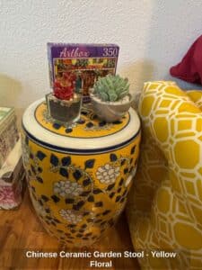 Chinese-Ceramic-Garden-Stool-Yellow-Floral
