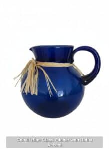 Cobalt-Blue-Glass-Pitcher-with-Raffia-Accent