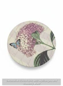 Decorative-Round-Box-with-Hydrangea-and-Butterfly-Motif