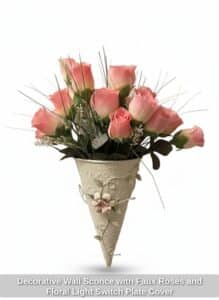 Decorative-Wall-Sconce-with-Faux-Roses-and-Floral-Light-Switch-Plate-Cover