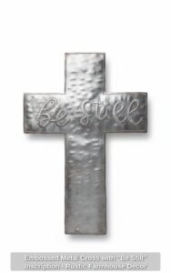 Embossed-Metal-Cross-with-Be-Still-Inscription-Rustic-Farmhouse-Decor