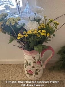Fitz-and-Floyd-Provence-Sunflower-Pitcher-with-Faux-Flowers