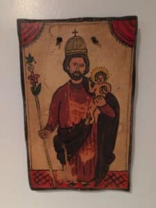 Folk-Art-Retablo-Plaque-of-San-Jose-Saint-Joseph-with-Child
