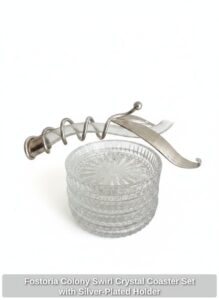 Fostoria-Colony-Swirl-Crystal-Coaster-Set-with-Silver-Plated-Holder