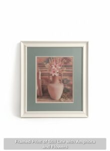 Framed-Print-of-Still-Life-with-Amphora-and-Flowers