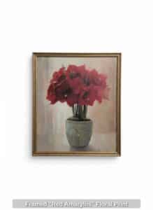 Framed-Red-Amaryllis-Floral-Print