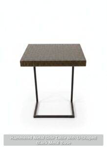 Hammered-Metal-Side-Table-with-U-Shaped-Black-Metal-Base