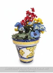 Hand-Painted-Talavera-Ceramic-Planter-with-Artificial-Flowers