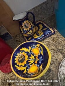 Italian-Ceramic-Pitcher-and-Bowl-Set-with-Sunflower-and-Lemon-Motif