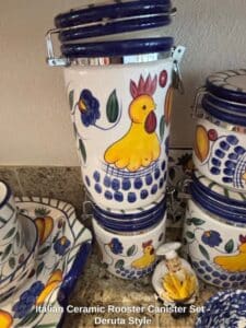 Italian-Ceramic-Rooster-Canister-Set-Deruta-Style