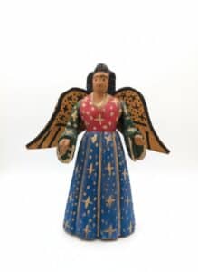 Mexican-Folk-Art-Carved-Wood-Angel-Figure-with-Companions