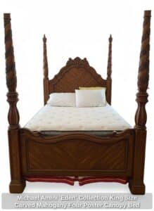 Michael-Amini-Eden-Collection-King-Size-Carved-Mahogany-Four-Poster-Canopy-Bed