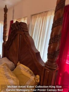 Michael-Amini-Eden-Collection-King-Size-Carved-Mahogany-Four-Poster-Canopy-Bed-fourth-image