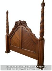 Michael-Amini-Eden-Collection-King-Size-Carved-Mahogany-Four-Poster-Canopy-Bed-second-image