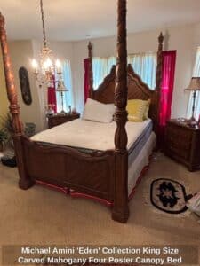 Michael-Amini-Eden-Collection-King-Size-Carved-Mahogany-Four-Poster-Canopy-Bed-third-image