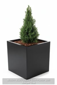 Modern-Black-Square-Steel-Planter-with-Juniper-Tree