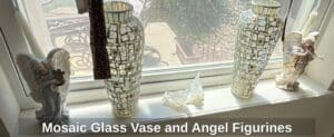 Mosaic-Glass-Vase-and-Angel-Figurines