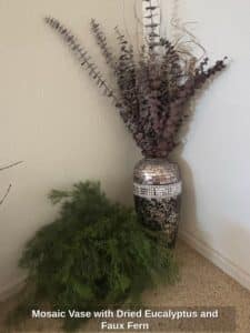 Mosaic-Vase-with-Dried-Eucalyptus-and-Faux-Fern