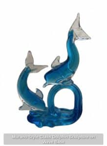 Murano-Style-Glass-Dolphin-Sculpture-on-Wave-Base