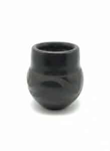 Native-American-Black-Pottery-Vase-with-Swirl-Design-by-Helen-Quintana-second-image