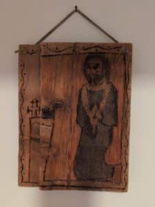 New-Mexican-Retablo-of-a-Kneeling-Figure-Before-a-Cross