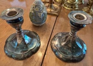 Pair-of-Silver-Plated-Candlesticks-with-Decorative-Egg