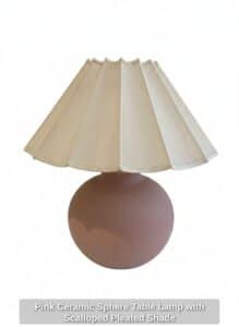 Pink-Ceramic-Sphere-Table-Lamp-with-Scalloped-Pleated-Shade