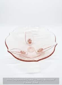 Pink-Depression-Glass-Cherry-Blossom-Footed-Bowl
