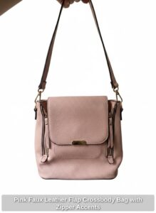 Pink-Faux-Leather-Flap-Crossbody-Bag-with-Zipper-Accents