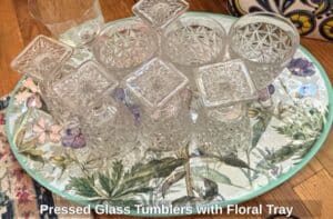 Pressed-Glass-Tumblers-with-Floral-Tray