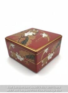 Red-Lacquerware-Jewelry-Box-with-Crane-Motif-and-Leopard-Print-Floral-Storage-Box-second-image