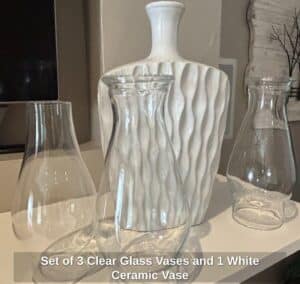 Set-of-Clear-Glass-Vases-and-White-Ceramic-Vase