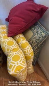 Set-of-Decorative-Throw-Pillows-Geometric-Damask-and-Solid-Red
