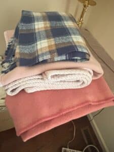 Set-of-Plush-Throw-Blankets-Plaid-Herringbone-and-Solid-Pink