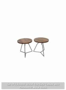 Set-of-Round-Wood-Top-Side-Tables-with-Geometric-Metal-Base
