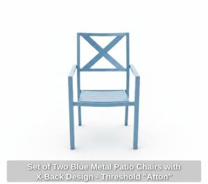 Set-of-Two-Blue-Metal-Patio-Chairs-with-X-Back-Design-Threshold-Afton-second-image