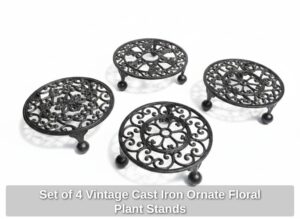 Set-of-Vintage-Cast-Iron-Ornate-Floral-Plant-Stands