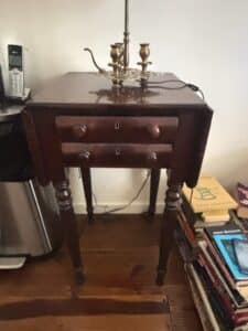 Sheraton-Mahogany-Drop-Leaf-Work-Table-with-Candlestick-Lamp