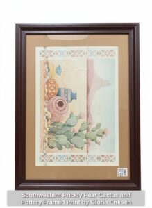 Southwestern-Prickly-Pear-Cactus-and-Pottery-Framed-Print-by-Gloria-Eriksen