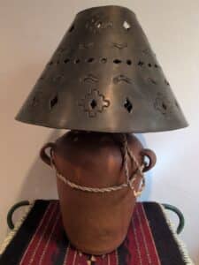 Southwestern-Style-Terracotta-Table-Lamp-with-Punched-Tin-Shade-Direct-from-Mexico