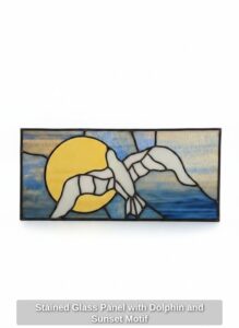 Stained-Glass-Panel-with-Dolphin-and-Sunset-Motif