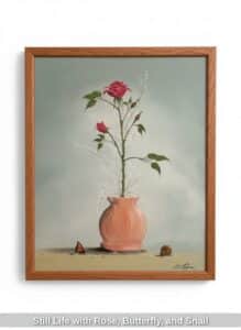 Still-Life-with-Rose-Butterfly-and-Snail