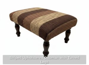 Striped-Upholstered-Ottoman-with-Turned-Legs