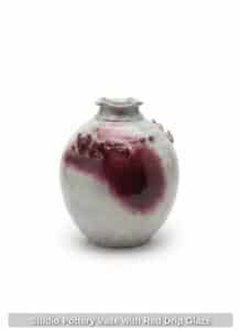 Studio-Pottery-Vase-with-Red-Drip-Glaze