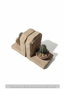 Terracotta-Rock-Bookends-with-Cacti