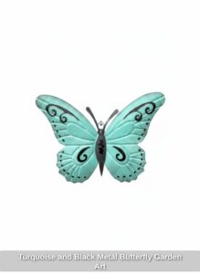 Turquoise-and-Black-Metal-Butterfly-Garden-Art