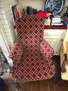 Upholstered-Accent-Chair-with-Geometric-Pattern