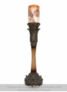 Vintage-Art-Nouveau-Style-Candlestick-with-Botanical-Scented-Candle