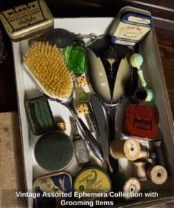 Vintage-Assorted-Ephemera-Collection-with-Grooming-Items